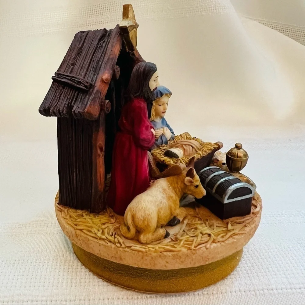 Candle Topper Nativity Creche‎ Jesus Manger Mary Joseph Christmas EUC